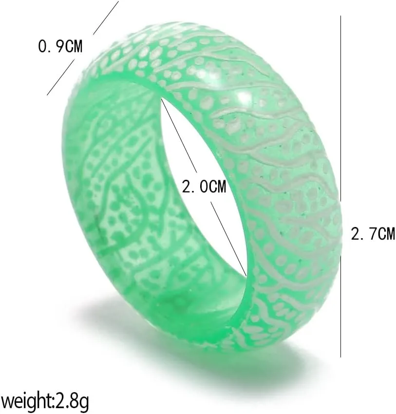 Glow Rings In The Dark Pink Green Blue Venus Orb Ring Rings For Women Men Trendy Resin Glow Ring Acrylic Aesthetic Rings For Women Cute