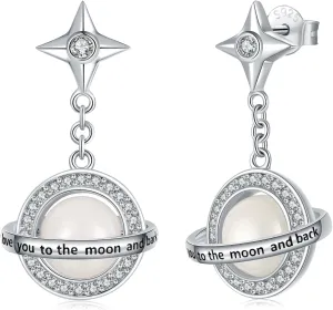 Glowing Celestia Star Moon Studs-Earring - 925 Sterling Silver Glow in The Dark Earrings Jewelry Mothers Day Christmas Gifts for Wife Daughter