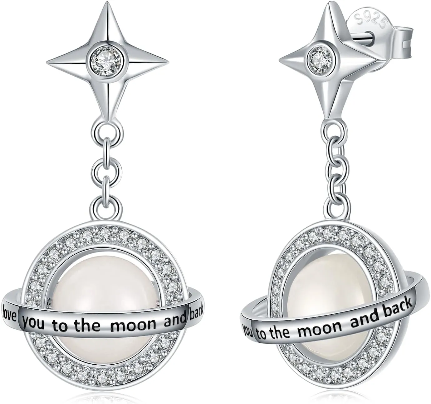 Glowing Celestia Star Moon Studs-Earring - 925 Sterling Silver Glow in The Dark Earrings Jewelry Mothers Day Christmas Gifts for Wife Daughter