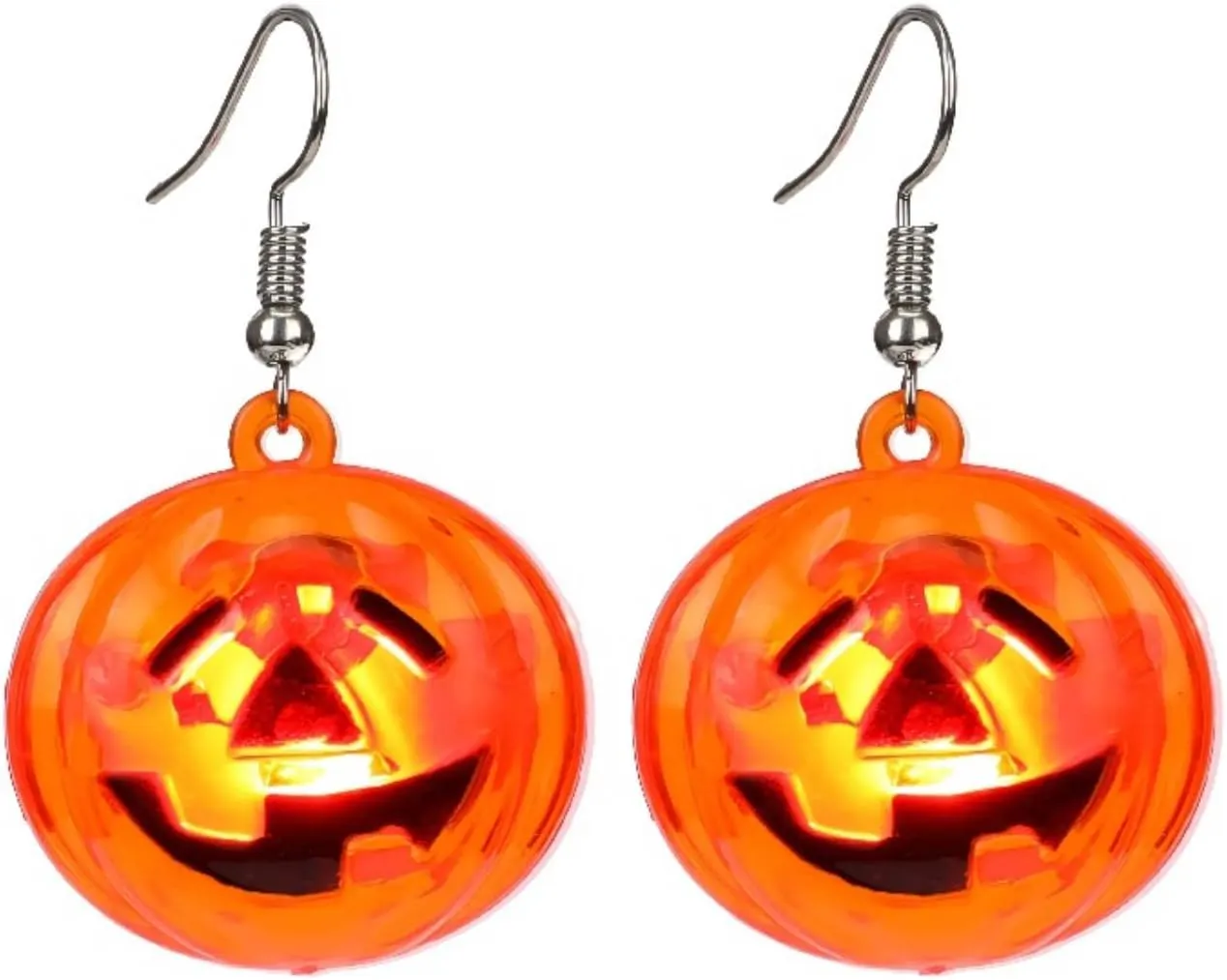 Glowing Pumpkin Skull Earrings Halloween Glowing Dangle Earrings Glow in the Dark Scary Party Cosplay Costume Jewelry