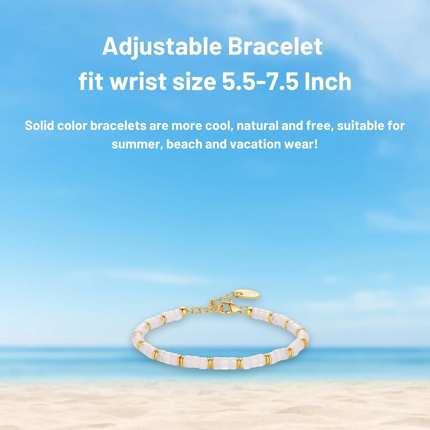 Gold Bracelets for Men 100% 6mm Natural Stone Beads Bracelets Dainty Black Onyx White Turstone Silver Link Adjustable Bracelet Women Jewelry Birthday Gifts for Mom Wife