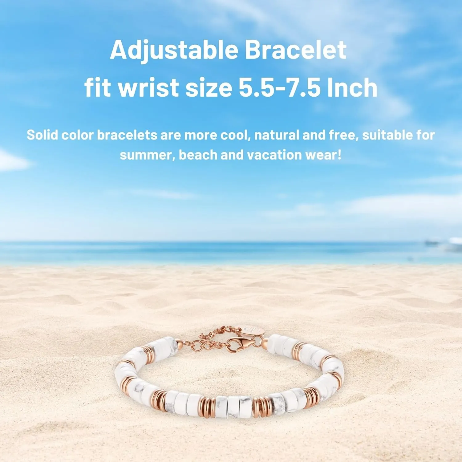 Gold Bracelets for Men 100% 6mm Natural Stone Beads Bracelets Dainty Black Onyx White Turstone Silver Link Adjustable Bracelet Women Jewelry Birthday Gifts for Mom Wife