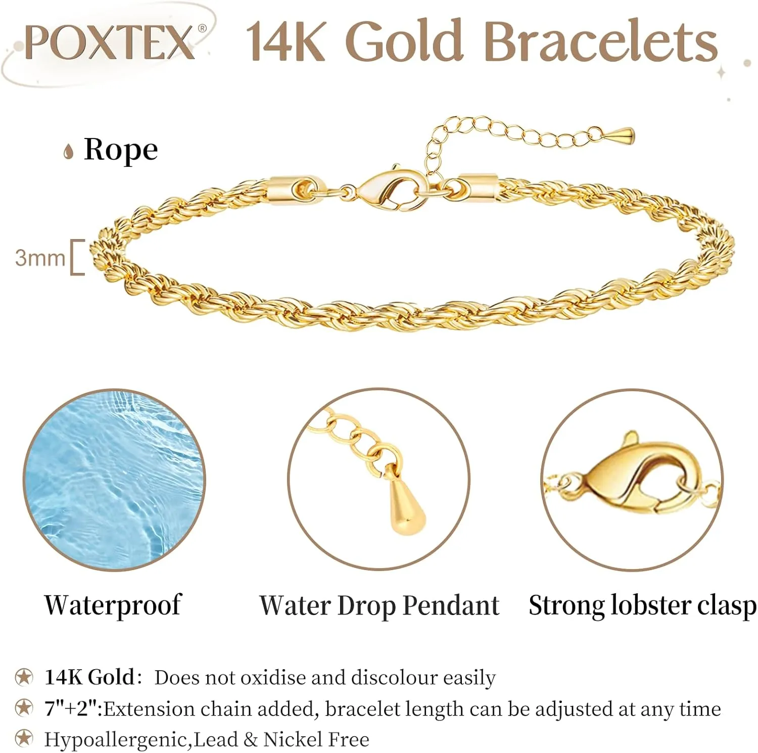 Gold Bracelets for Women, Dainty Gold Jewelry Gifts for Women, 14k Gold Bracelets for Women Non Tarnish, Trendy Gold Bracelet Waterproof, Gold Accessories for women