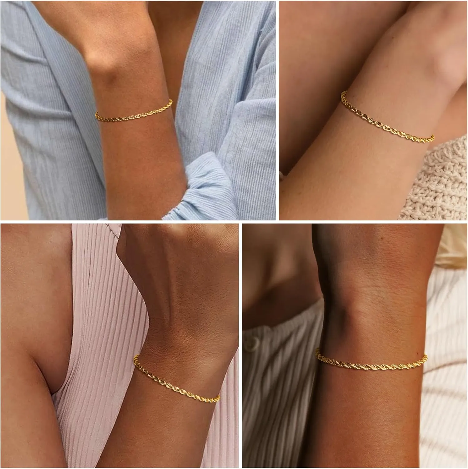 Gold Bracelets for Women, Dainty Gold Jewelry Gifts for Women, 14k Gold Bracelets for Women Non Tarnish, Trendy Gold Bracelet Waterproof, Gold Accessories for women