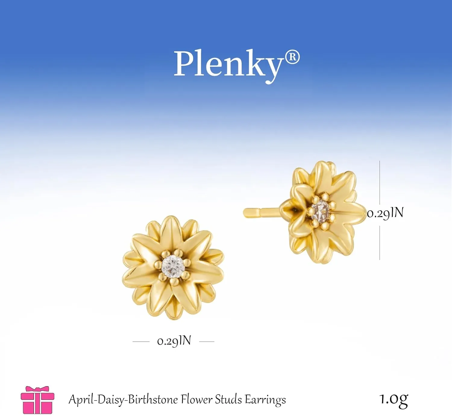Gold Earrings-14K Gold Plated Flower Earrings Dainty Birthstone Cubic Zirconia Studs Flower Earrings for Women Birthday Gift for Her