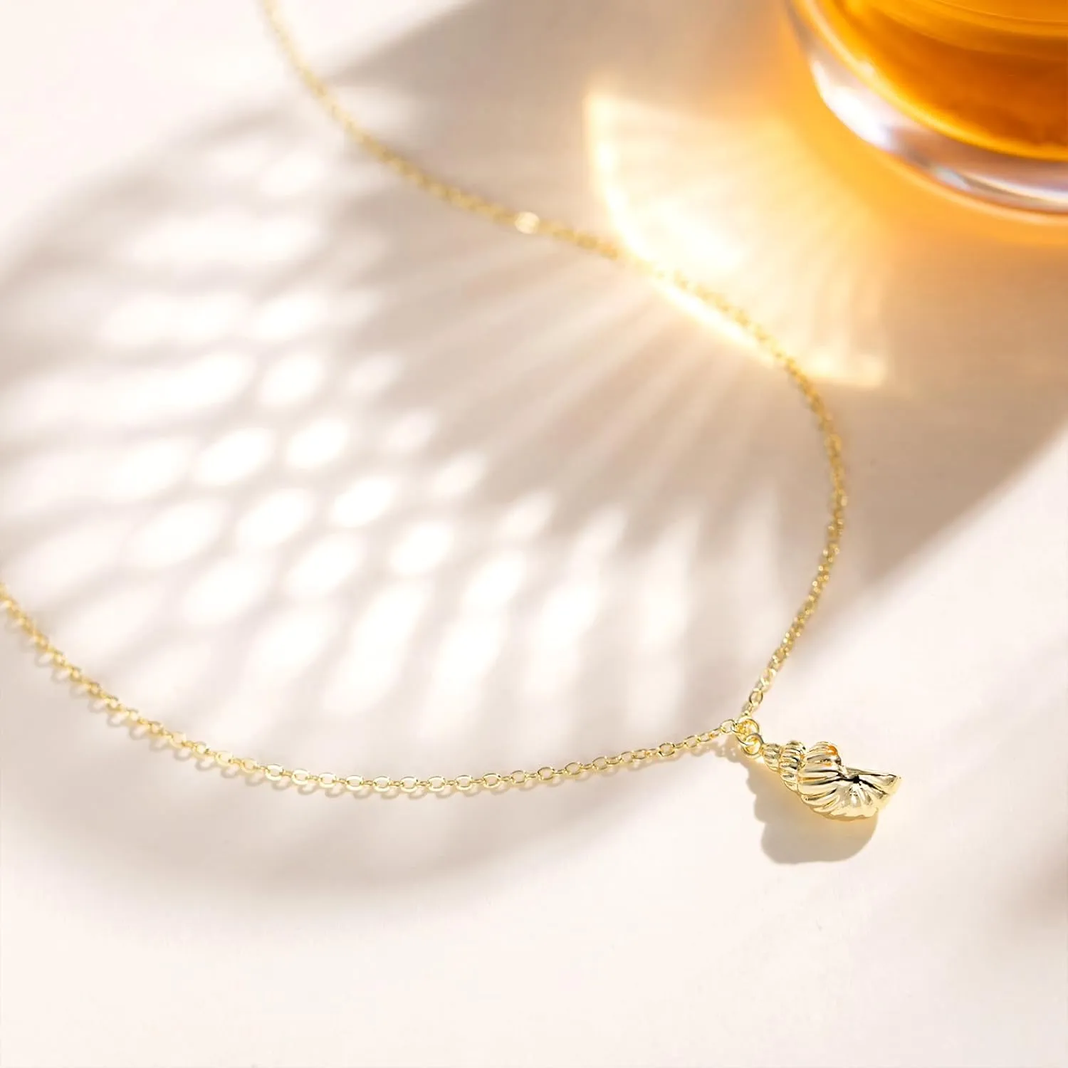 Gold Necklace for Women - 14K Gold Plated Dainty Star, Fish, Shell, Boot, Sun, Volleyball, Seashell Pendant Minimalist Jewelry for Her