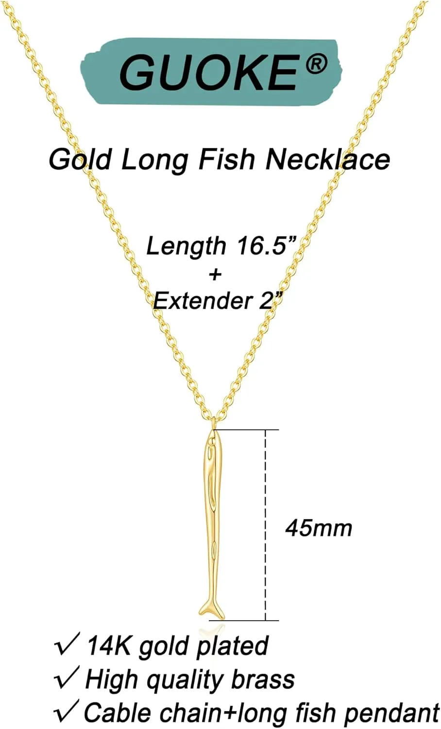 Gold Necklace for Women - 14K Gold Plated Dainty Star, Fish, Shell, Boot, Sun, Volleyball, Seashell Pendant Minimalist Jewelry for Her