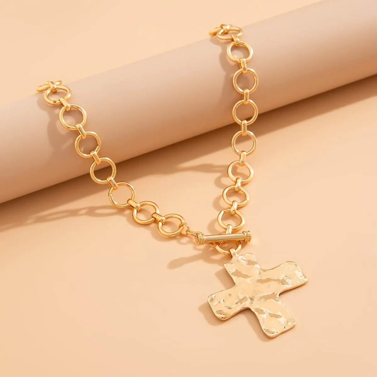 Gold Pearl Cross Necklaces for Women Gothic Hollow Cross Pendant Necklace Vintage Adjustable Necklace Layered Tassels Choker Necklace Prom Jewelry Gift
