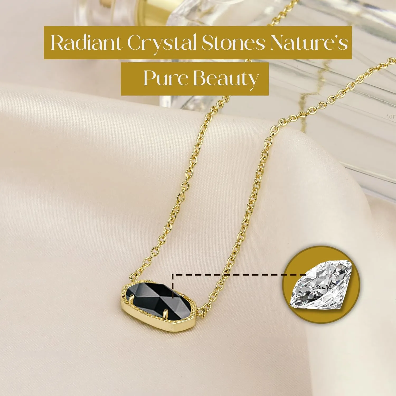 Gold Pendant Necklace - 14K Gold Plated Jewelry- Stylish Crystal Stone Necklace - Fashionable Pendant Necklace for Birthday, Wedding, Valentines and Everyday Jewelry For Women