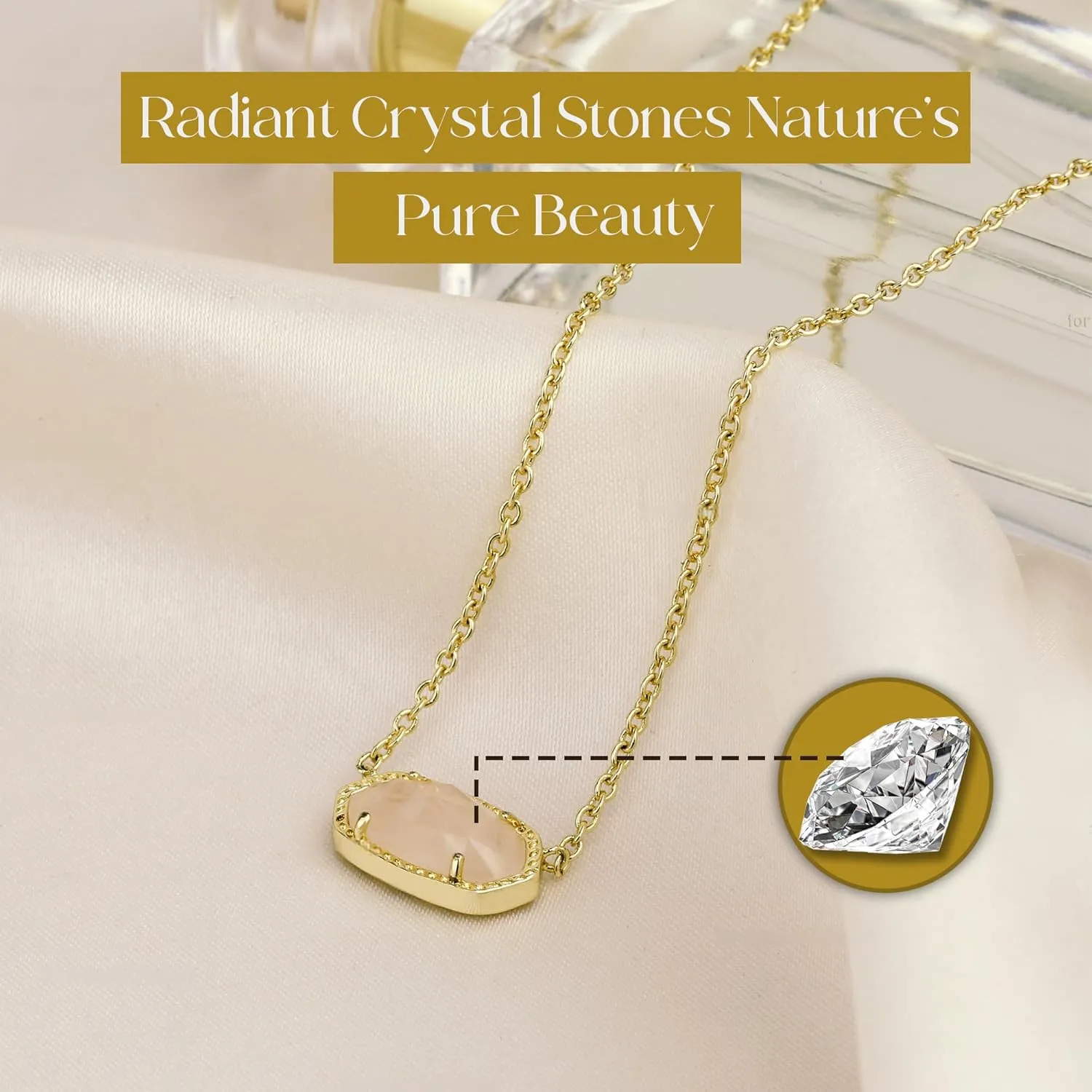 Gold Pendant Necklace - 14K Gold Plated Jewelry- Stylish Crystal Stone Necklace - Fashionable Pendant Necklace for Birthday, Wedding, Valentines and Everyday Jewelry For Women