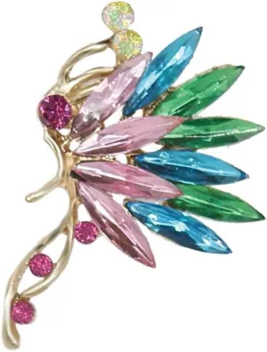 Gold Plated Colour Crystal Butterfly Climbers Crawler Earring Sparkly Rhinestone Insect Left Ear Cuff Wrap Clip Stud Earring Top Ear Clip Jewelry Jacket for Women 1PC