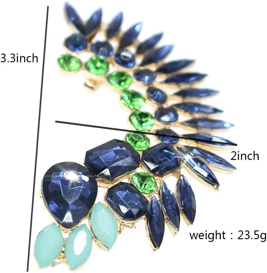 Gold Plated Crystal Leaf Climbers Crawler Jewelry Jacket Earrings Sparkly Zircon Pave Metal Left Ear Cuff Wrap Clip Stud Earring Climber Top Ear Clip for Women 1 PC