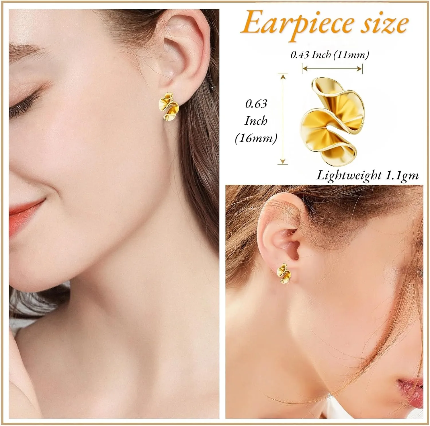 Gold Stud Earrings for Women, 14K Gold Plated Non Tarnish Nickel Free Hypoallergenic Earrings for Sensitive Ears, Dainty Small Love Knot Clover Teardrop Stud Earrings
