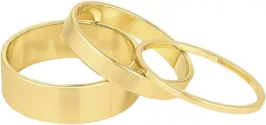 gorjana - Rose Ring Set - 18k Gold Plated Finish - Set of 3 Flat High Shine Bands - Cigar Band Inspired Design - Daily Elegance - Versatile Jewelry Piece
