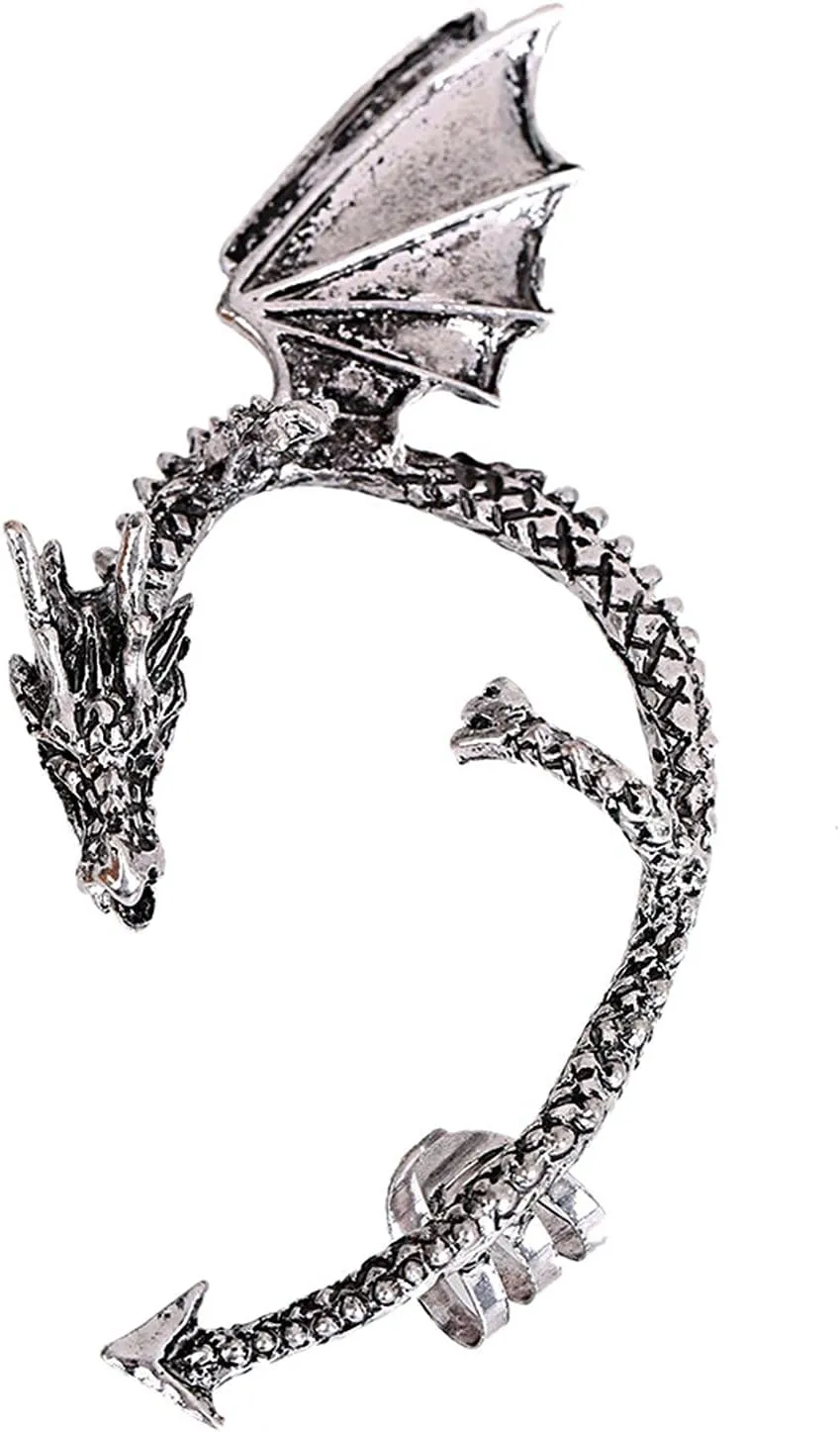 Gothic Punk Metal Dragon Earring Dragon Ear Cuff Clip Earring Retro Animal Non-Piercing Wrap Clip Earring for Women Girls Jewelry
