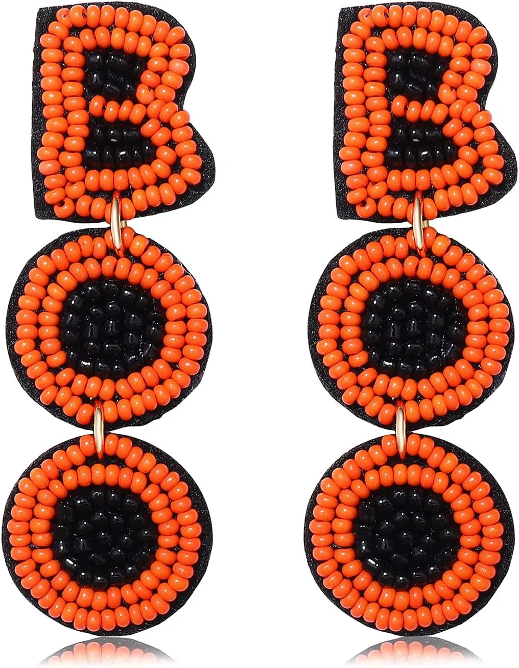Halloween Beaded Boo Earrings for Women - Spooky Ghost Pumpkin Drop Dangle Jewelry - Handmade Gothic Costume Party Holiday Festive Gifts