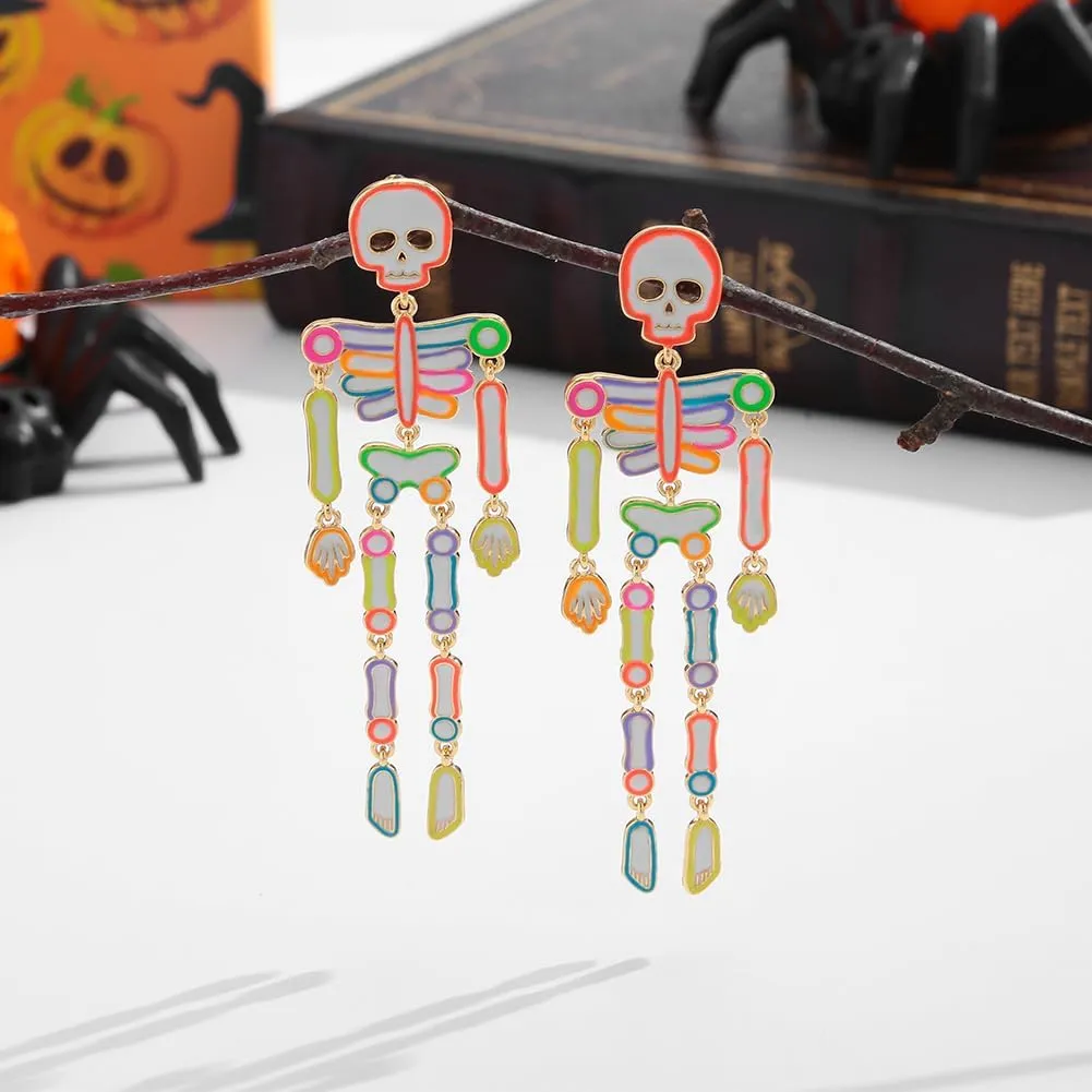 Halloween Earrings for Women Bat Pumpkin Black Cat Witch Hat Skull Earrings Costume Party Jewelry