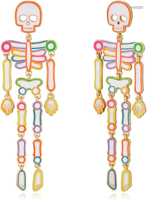 Halloween Earrings for Women Bat Pumpkin Black Cat Witch Hat Skull Earrings Costume Party Jewelry