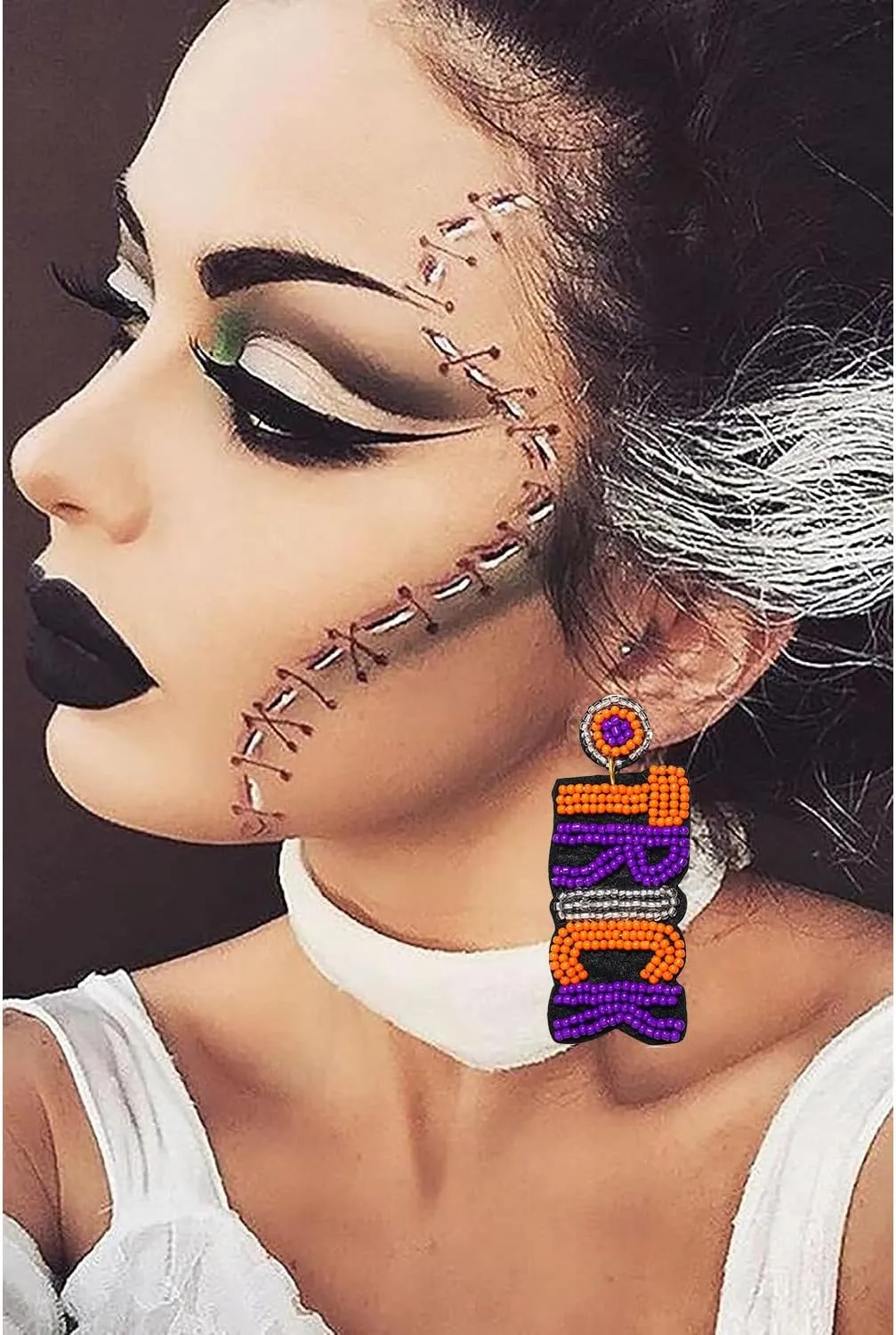 Halloween Earrings for Women Beaded Boo Trick Treat Earrings Spooky Pumpkin HOCUS POCUS Earrings Halloween Jewelry Costume Accessories Holiday Gifts