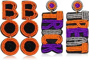 Halloween Earrings for Women Beaded Boo Trick Treat Earrings Spooky Pumpkin HOCUS POCUS Earrings Halloween Jewelry Costume Accessories Holiday Gifts