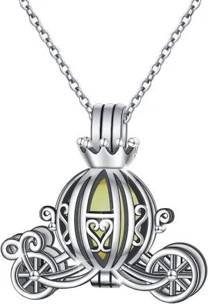 Halloween Necklace Sterling Silver Pumpkin Pendant Necklace for Wemen Girls, 18"