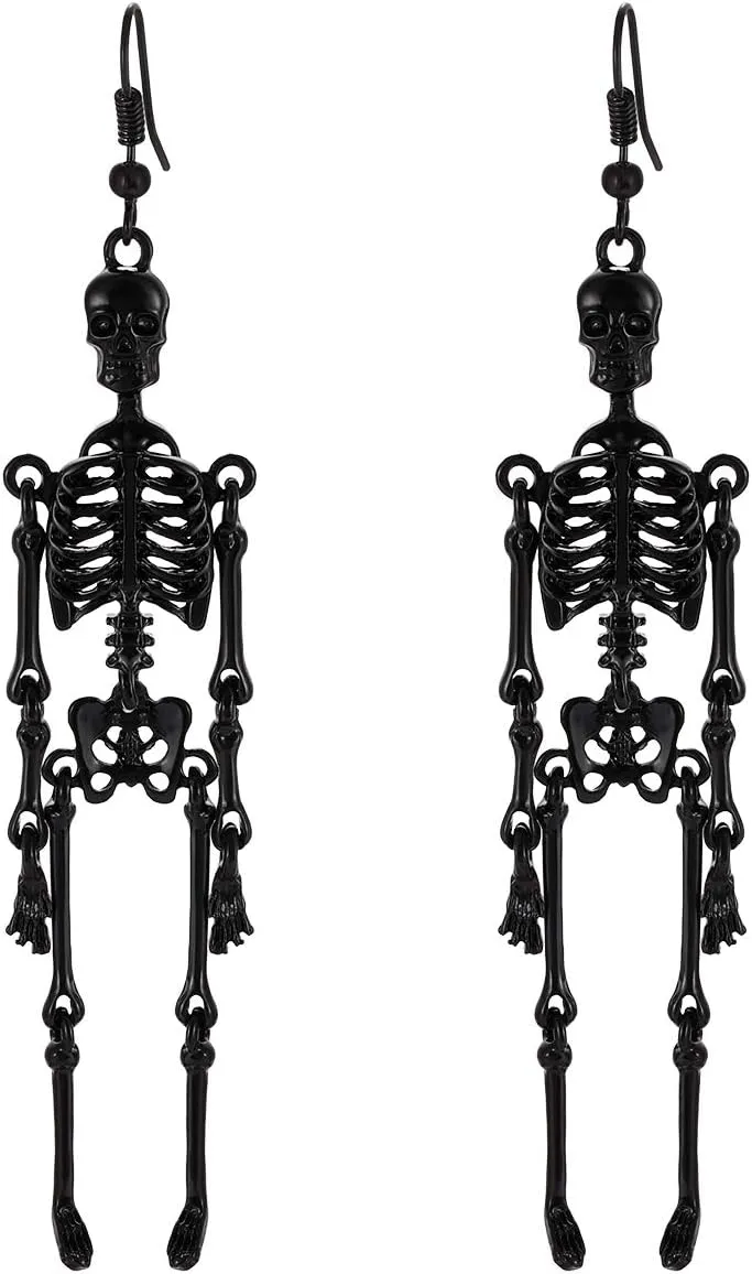 Halloween Skeleton Earrings Spooky Skull Skeleton Dangle Earrings for Women Costume Dress Up Ghost Earrings Halloween Outfits Jewelry Accessories Gifts