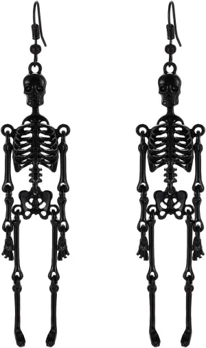 Halloween Skeleton Earrings Spooky Skull Skeleton Dangle Earrings for Women Costume Dress Up Ghost Earrings Halloween Outfits Jewelry Accessories Gifts