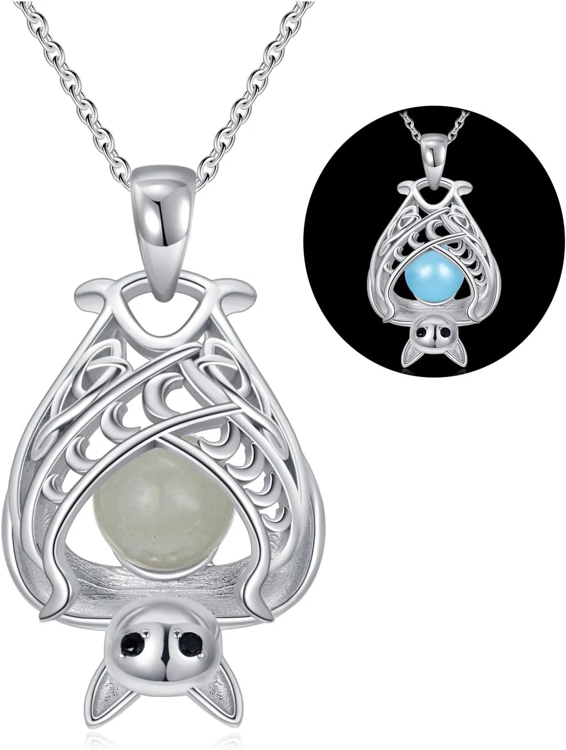 Halloween Skull/Bat/Pumpkin/Ghost Necklace for Women 925 Sterling Silver Halloween Jewelry Gifts for Women