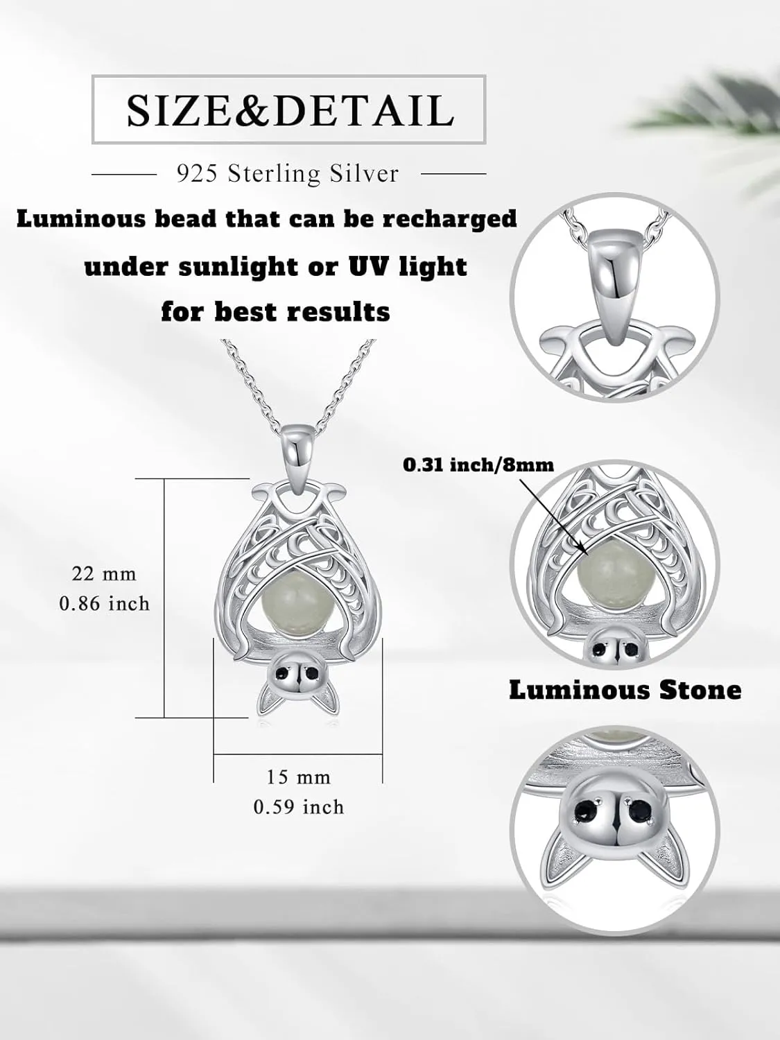 Halloween Skull/Bat/Pumpkin/Ghost Necklace for Women 925 Sterling Silver Halloween Jewelry Gifts for Women