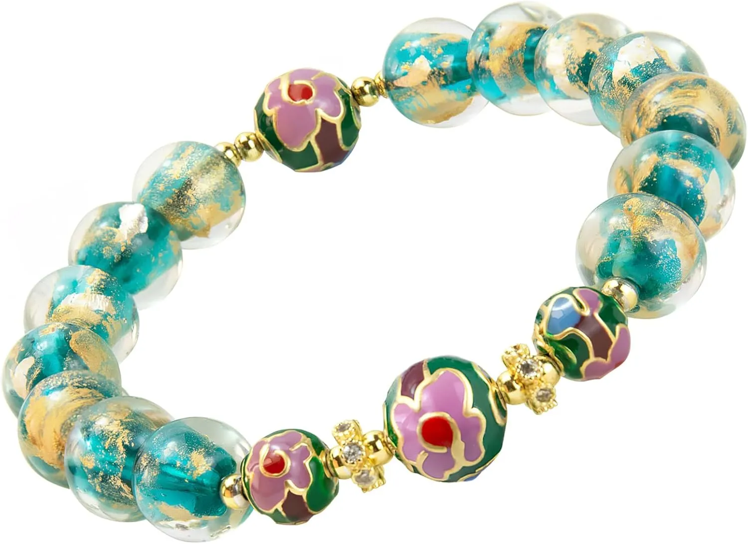Handmade Beaded Bracelets for Women Men Teens, Gold Sliver Beads Bracelets  Bring Good Luck, Wealth, Prosperity  Unisex Stretch Protection Bracelet
