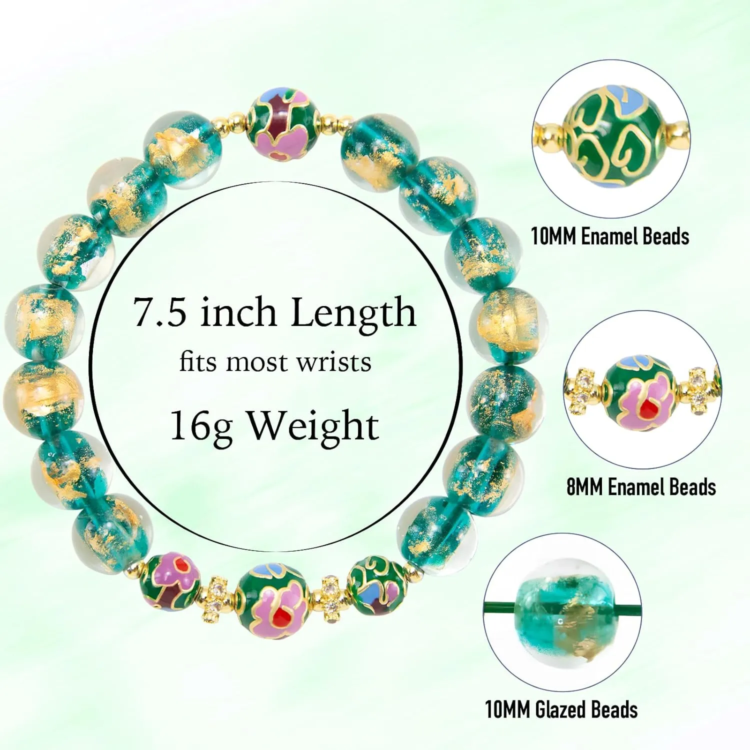 Handmade Beaded Bracelets for Women Men Teens, Gold Sliver Beads Bracelets  Bring Good Luck, Wealth, Prosperity  Unisex Stretch Protection Bracelet