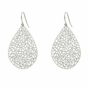 Handmade Filigree Teardrop Dangling Earrings for Women, 925 Sterling Silver Hooks Exquisite Leaf Earrings for Gift