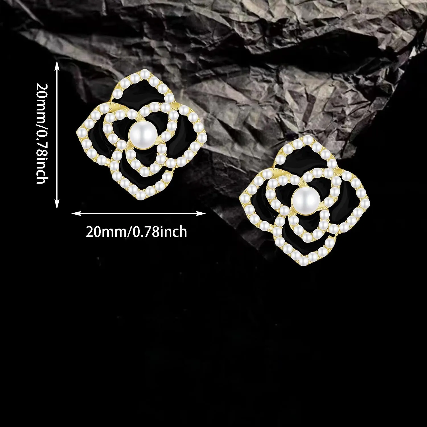 Handmade Minimalist Gold Sparkly Crystal Flower Stud Earrings Exquisite Elegant Camellia Flower Enamel Alloy Diamond Pearl Dangle Drop Earrings for Women Jewelry Gifts