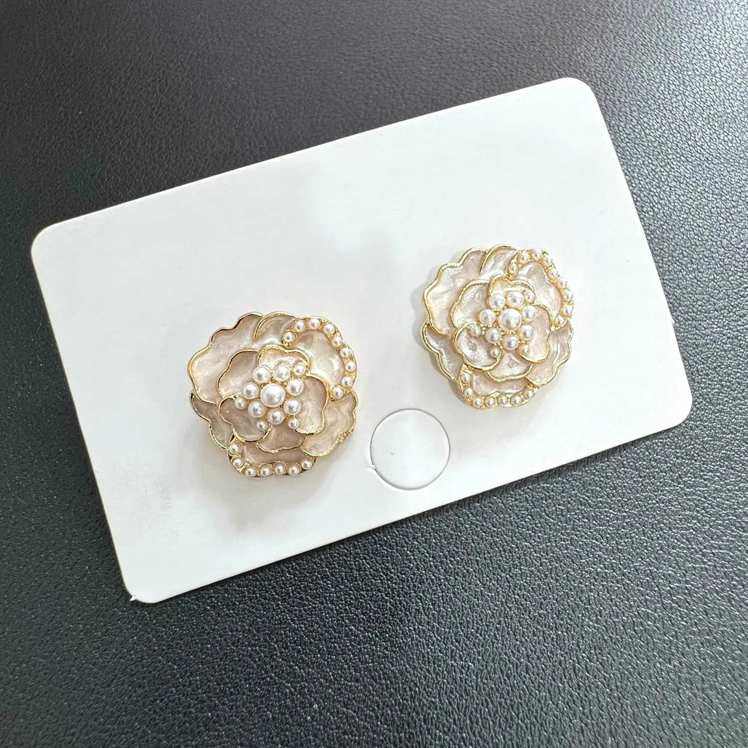 Handmade Minimalist Gold Sparkly Crystal Flower Stud Earrings Exquisite Elegant Camellia Flower Enamel Alloy Diamond Pearl Dangle Drop Earrings for Women Jewelry Gifts