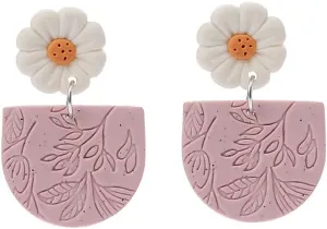 Handmade Polymer Clay Rattan Flower Earrings Geometric Bohemian Love Flower Geometric Earrings Lightweight Exquisite Jewelry Gifts Suitable for Female-E