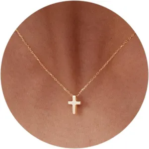 HANLI Cross Necklace, 14k Gold/Silver Plated Dainty Cross with Cubic ZirconiaStone