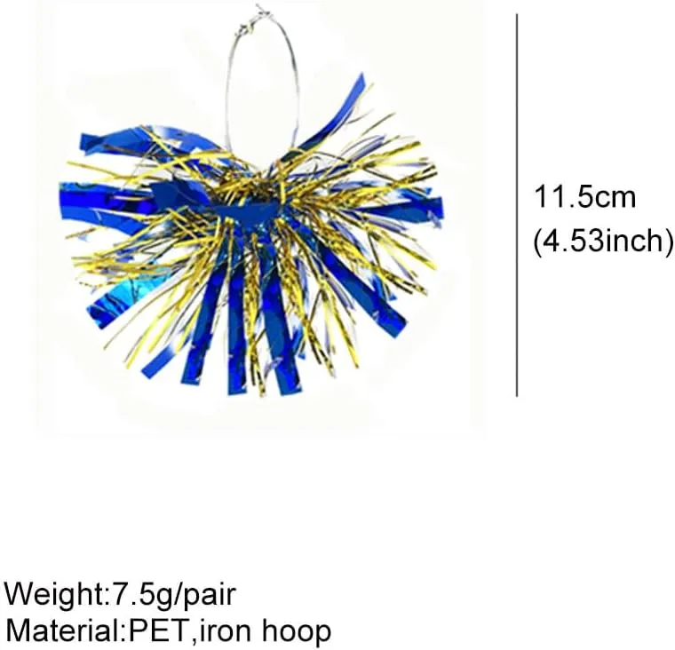 Hanukkah Earrings for Women Menorah Dove Star of David Metallic Glitter PomPoms Hoop Earrings Chanukah Earrings Jewish Hanukkah Cheerleader Holiday Jewelry