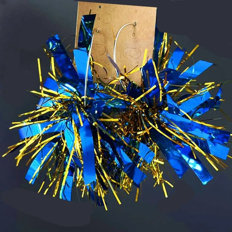 Hanukkah Earrings for Women Menorah Dove Star of David Metallic Glitter PomPoms Hoop Earrings Chanukah Earrings Jewish Hanukkah Cheerleader Holiday Jewelry