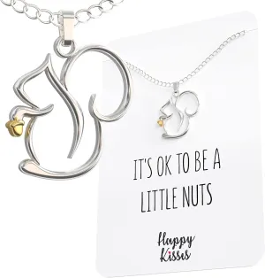 Happy Kisses Squirrel Necklace - Charming Pendant With Funny Message Card - Ideal Gift for Women, Squirrel Lovers, and Wildlife Enthusiasts