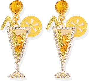 Happy New Year Earring for Women Sparkly Happy New Year Dangle Earrings Champagne Earrings Crystal Wine Glass Dangle Earrings new years eve earrings Festive Party Jewelry Gifts