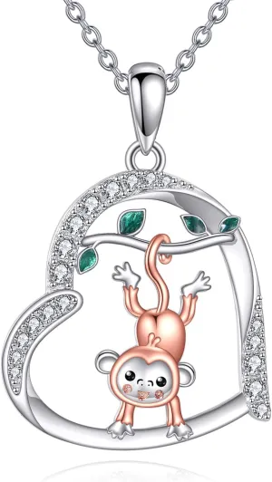 Heart Necklace 925 Sterling Silver Flower And Animal Pendant Jewelry Gifts for Women