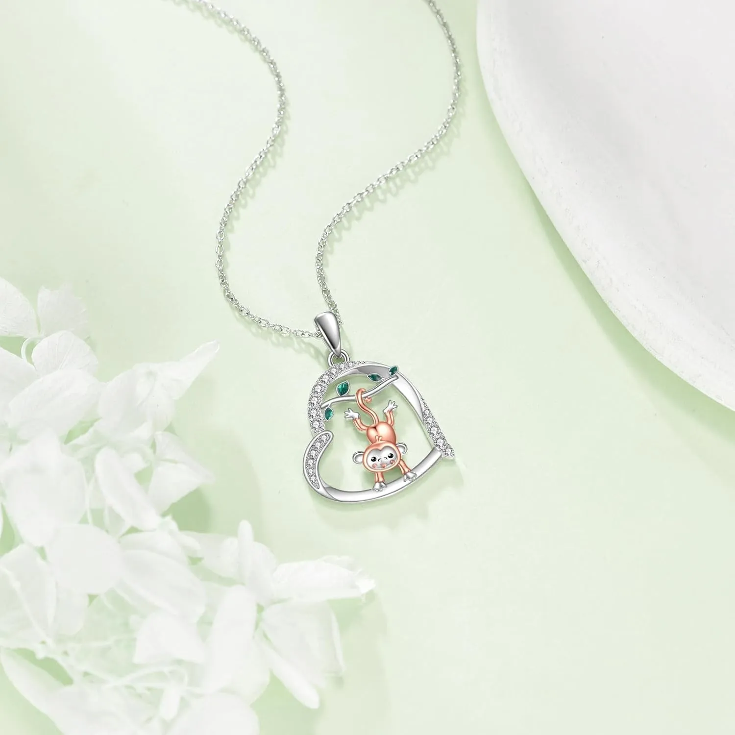 Heart Necklace 925 Sterling Silver Flower And Animal Pendant Jewelry Gifts for Women