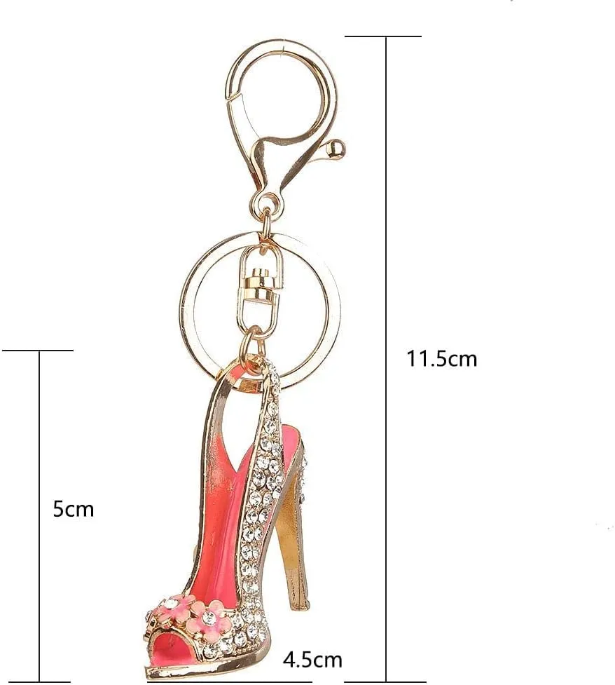 High Heel Elegant Shoe Keychain Sparkling Charm Stylish Key Ring Crystal Keychain Purse Handbag Pendant