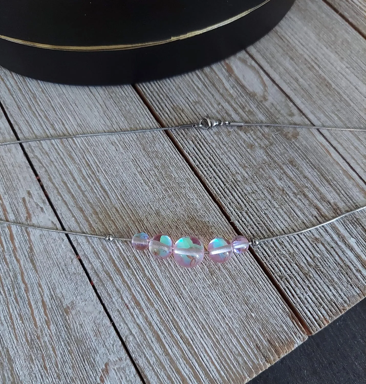 HOPE INSPIRED Mermaid Glass Necklace for Women with Glowing Iridescent Beads