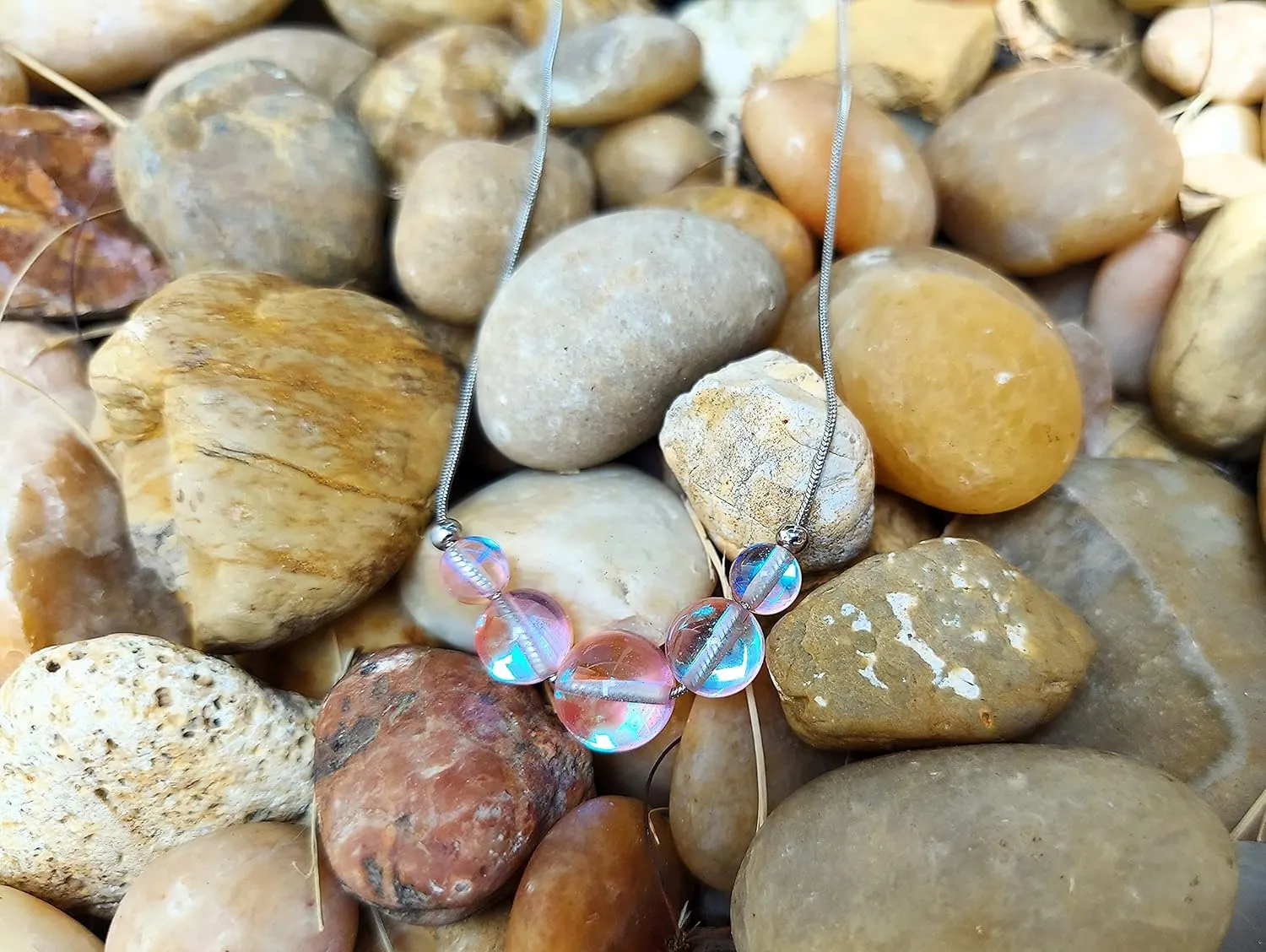 HOPE INSPIRED Mermaid Glass Necklace for Women with Glowing Iridescent Beads