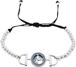 Horse Bit Charm Bracelet, Horse Lovers Equestrian Jewelry - Adjustable Friendship Braided Beaded String Stirrup Bracelet for Women