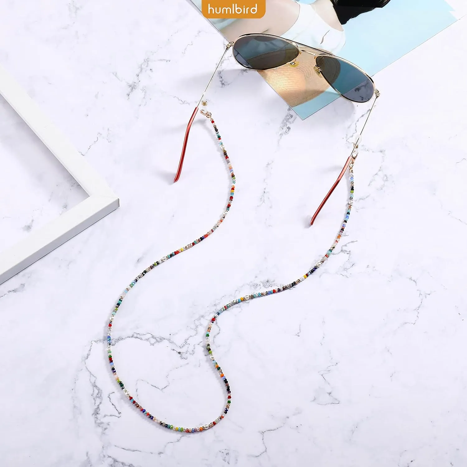 humlbird Mask Lanyard Eyeglasses Chain Healing Crystal Beaded Sunglasses Chains with Pearl for Women