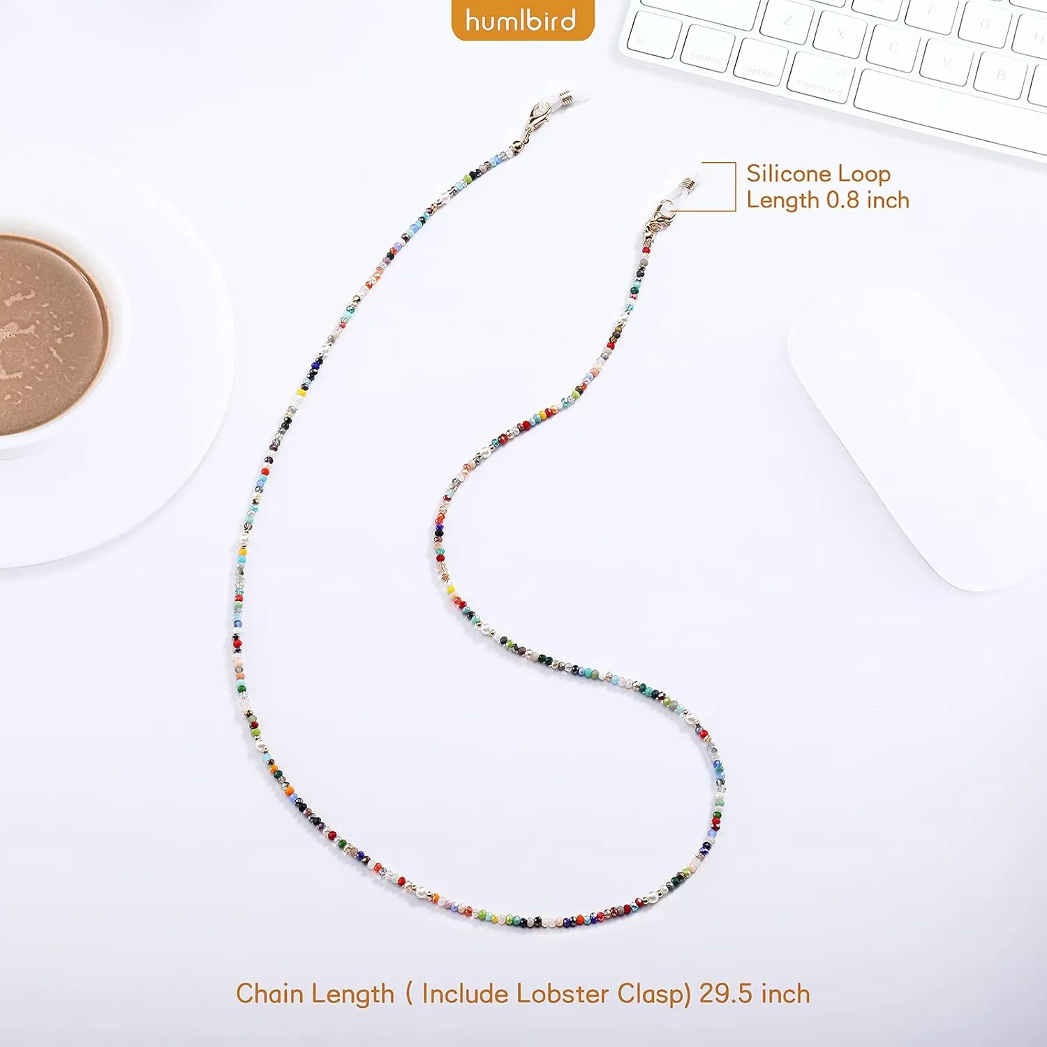 humlbird Mask Lanyard Eyeglasses Chain Healing Crystal Beaded Sunglasses Chains with Pearl for Women