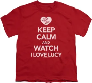 I Love Lucy Keep Calm and Watch Unisex Youth T Shirt for Boys and Girls