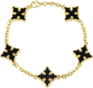 ICE STAR Mens 17mm Multi-Cross Link Bracelet  Double-Sided Charms, Minimalist Streetwear Jewelry, Gift for Him